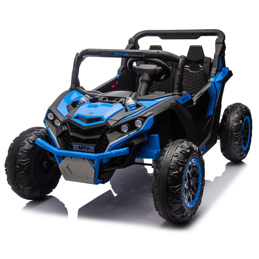 24V Two-Seater Kids Ride On UTV W/Parents Remote Control,Four-Wheel Suspension,Slow Start,Large wheel design,Anti-collision bar,Storage space,Music,USB,Bluetooth,Volume control,LED lights for Kids 3+. Giga Kids Toys EHubDirect.com™ Giga https://www.cyberehub.com