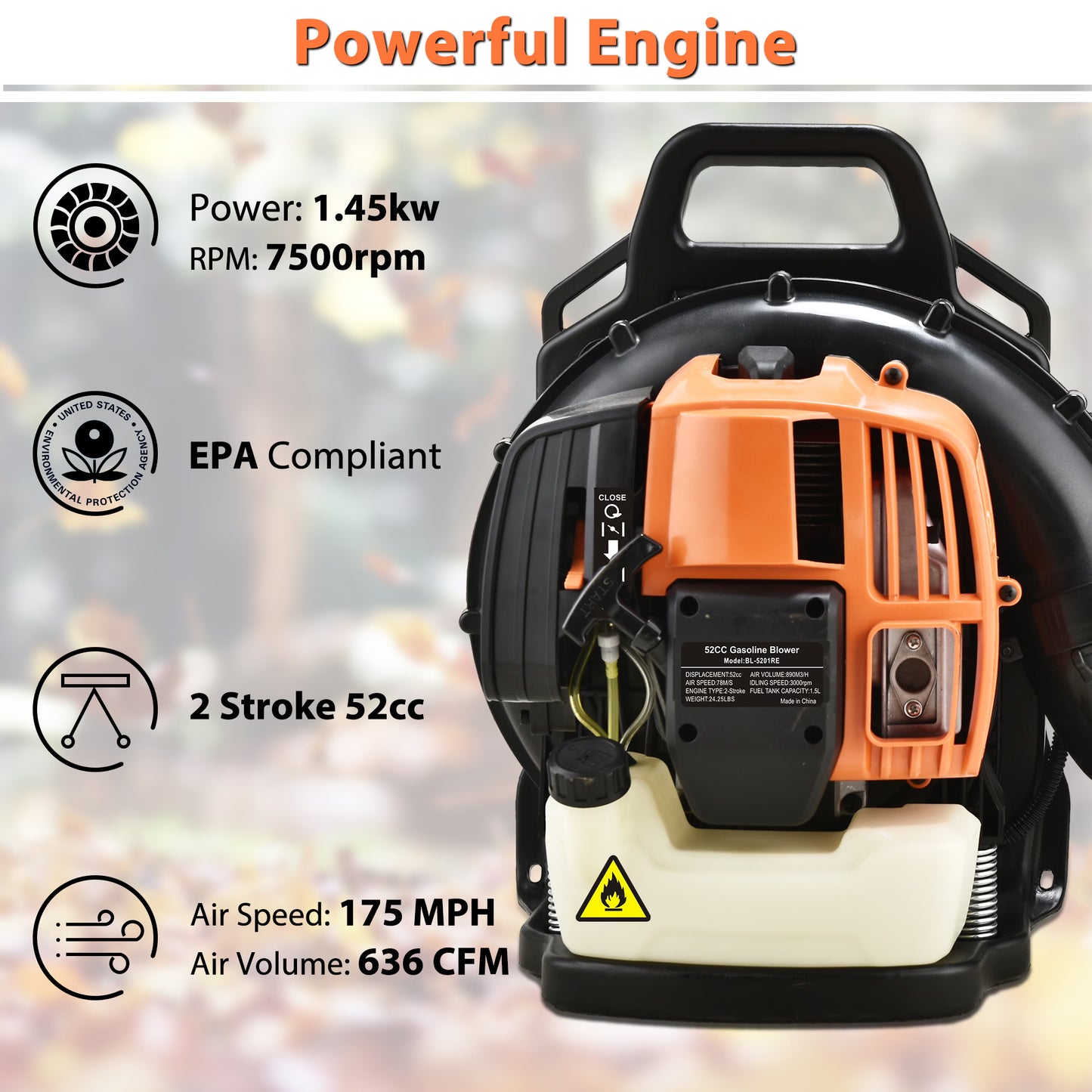 2 Stroke Commercial Backpack Leaf Blower Gas Powered Grass Lawn Blowing Machine Power Tools CJ USa USPS EHub Direct CJ https://www.cyberehub.com