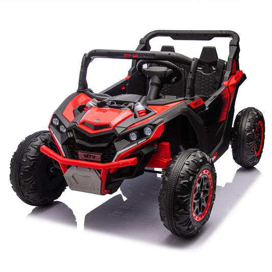 24V Two-Seater Kids Ride On UTV W/Parents Remote Control,Four-Wheel Suspension,Slow Start,Large wheel design,Anti-collision bar,Storage space,Music,USB,Bluetooth,Volume control,LED lights for Kids 3+. Giga Kids Toys EHubDirect.com™ Giga https://www.cyberehub.com