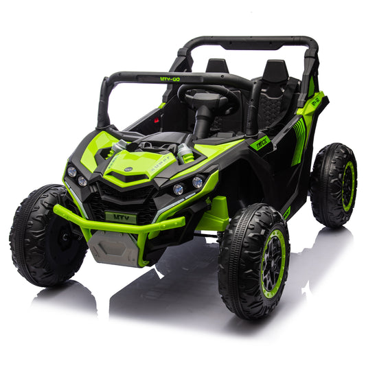 24V Two-Seater Kids Ride On UTV W/Parents Remote Control,Four-Wheel Suspension,Slow Start,Large wheel design,Anti-collision bar,Storage space,Music,USB,Bluetooth,Volume control,LED lights for Kids 3+. Giga Kids Toys EHubDirect.com™ Giga https://www.cyberehub.com