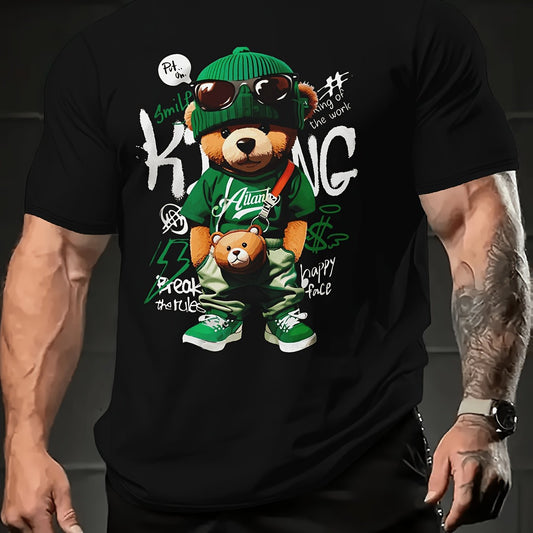 2024 Summer Trendy Men's T-shirt - Cool Bear Pattern, Soft Polyester Fiber, Round Neck Short Sleeve, Street Style Color01 Apparel/Mens/Shirts Apparel CJ POD POD 1 T-Shirt USa EHub Direct CJ https://www.cyberehub.com