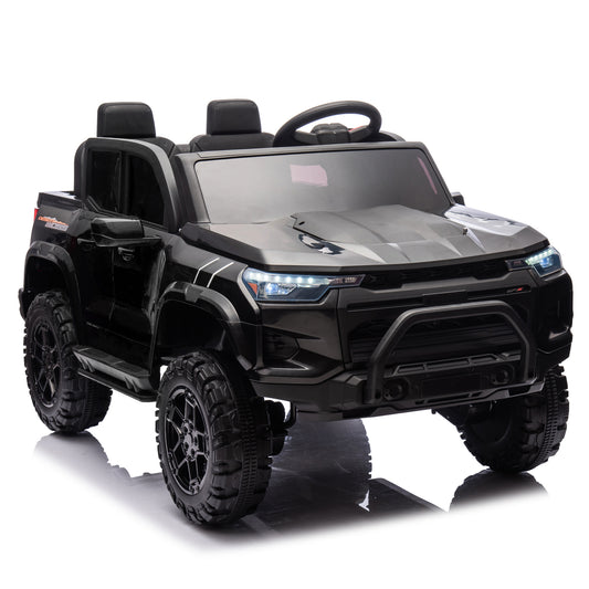 24V10A Two-seater Kids Ride On Electric Pickup, kids ride on toy W/parents remote control,4WD 800W motors,Two Safety belts,High Gate Safety Design,USB,Bluetooth, Speed 2.49-3.73MPH for kids aged 3+. Giga Kids Toys EHubDirect.com™ Giga https://www.cyberehub.com